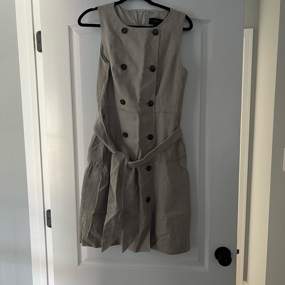 J. Crew Double-Breasted beige linen Dress